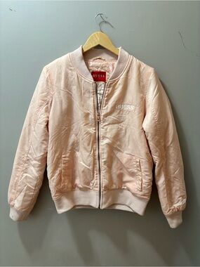 women’s guess pink bomber jacket size s